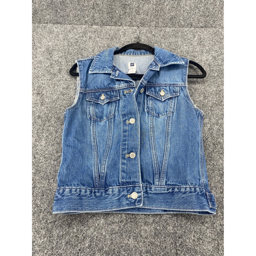 GAP Denim Vest Womens XS Blue Jean Trucker Jacket Sleeveless Cotton Medium Wash
